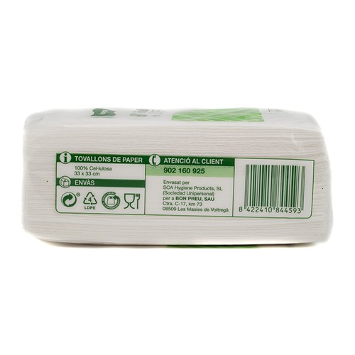 BONPREU Tovallons de paper blancs 33x33 cm