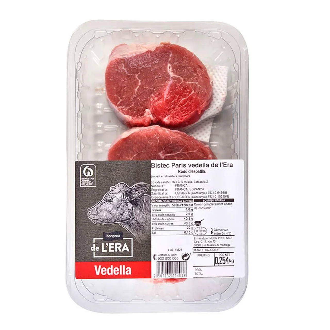 BONPREU DE L'ERA Bistec París de ternera