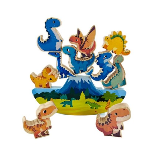 NATURE Joc d'equilibri de dinosaures de fusta