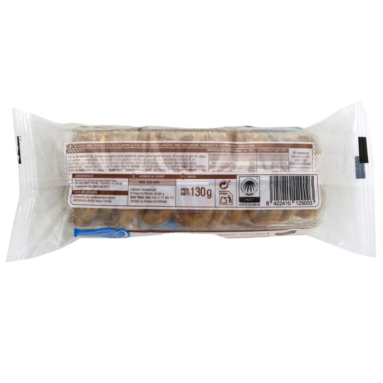 BONPREU Palmeras con cereales y semillas 0% azúcares añadidos