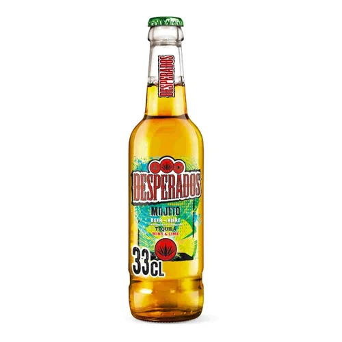 Cerveza mojito con lima en botella