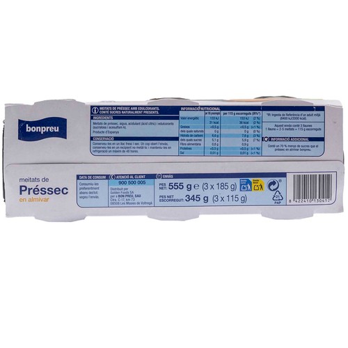 BONPREU Préssec en almívar en meitats 0% sucres afegits