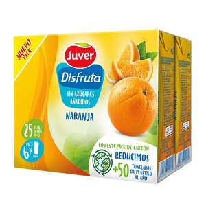 JUVER DISFRUTA Néctar de naranja sin azúcares añadidos en cartón 6 x 0.2L