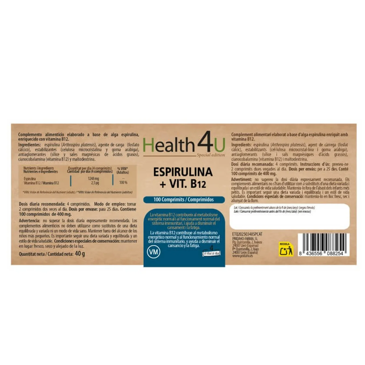 HEALTH 4U Complemento alimenticio de espirulina