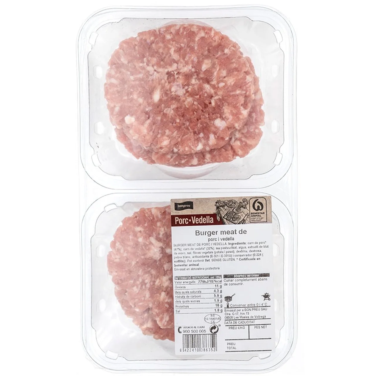 BONPREU Burger meat de cerdo y ternera