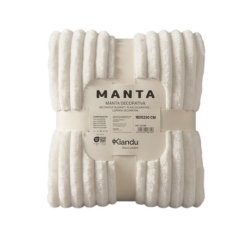 KIANDU Manta franela ratlles cru 160x230