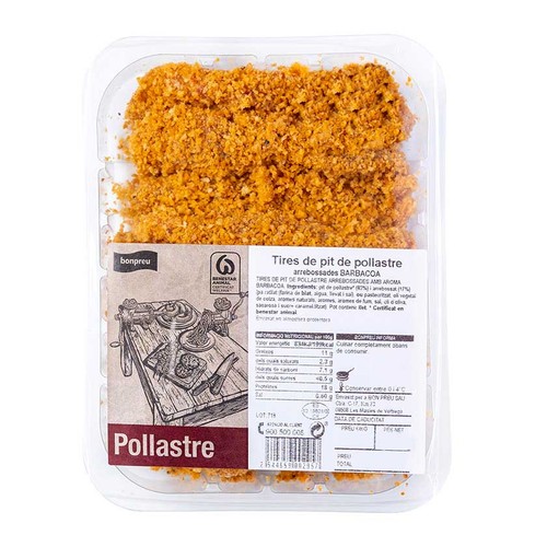 BONPREU Tires de pit de pollastre arrebossades Barbacoa