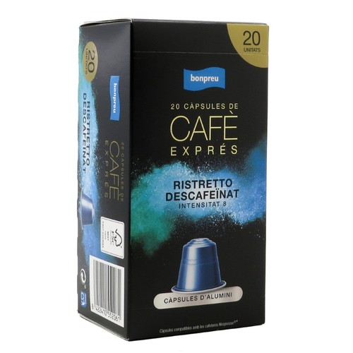 BONPREU Càpsules de cafè Ristretto descafeïnat