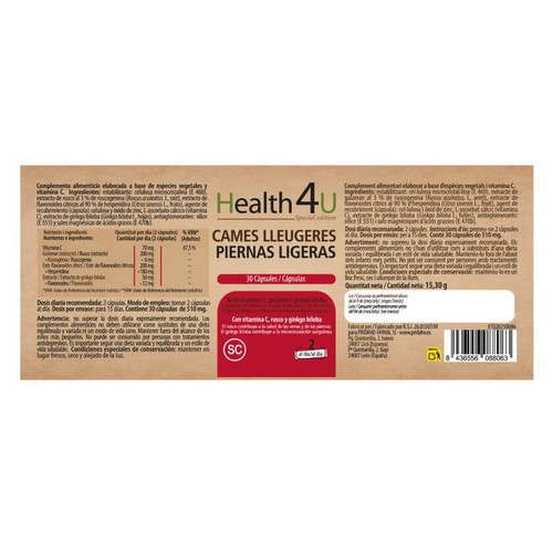 HEALTH 4U Complement alimentari per a les cames lleugeres
