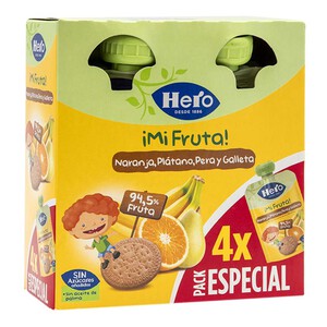 HERO Puré de fruites taronja, plàtan, pera i galeta
