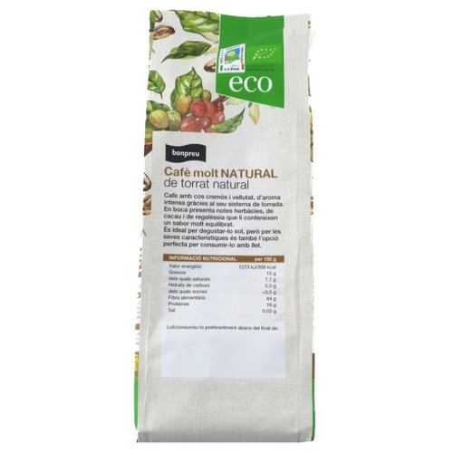 BONPREU Cafè molt de torrat natural ecològic