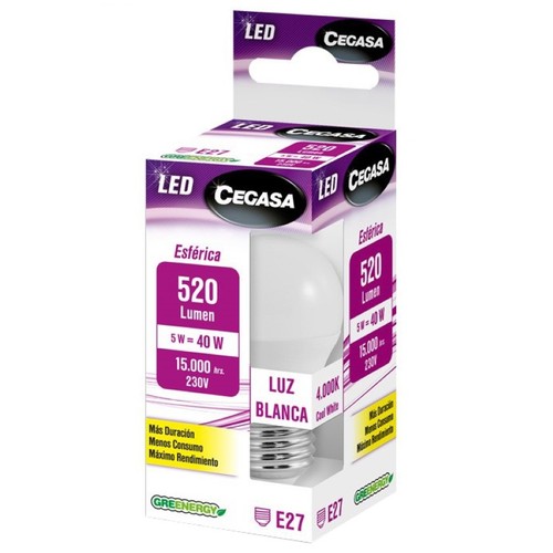 CEGASA Bombeta Led E27 llum blanca 5W-4000K