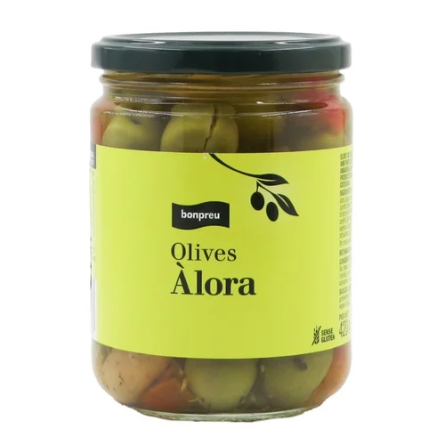 BONPREU Aceitunas con hueso adobadas con ajo