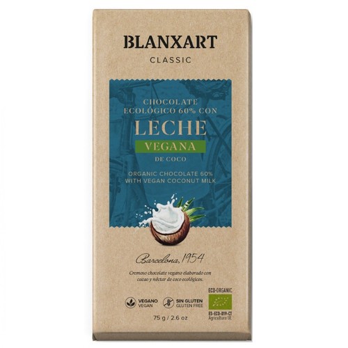 BLANXART Xocolata ecològica 60% amb llet de coco