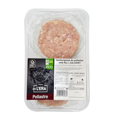BONPREU DE L'ERA Hamburgesa de pollastre amb all i julivert ecològica