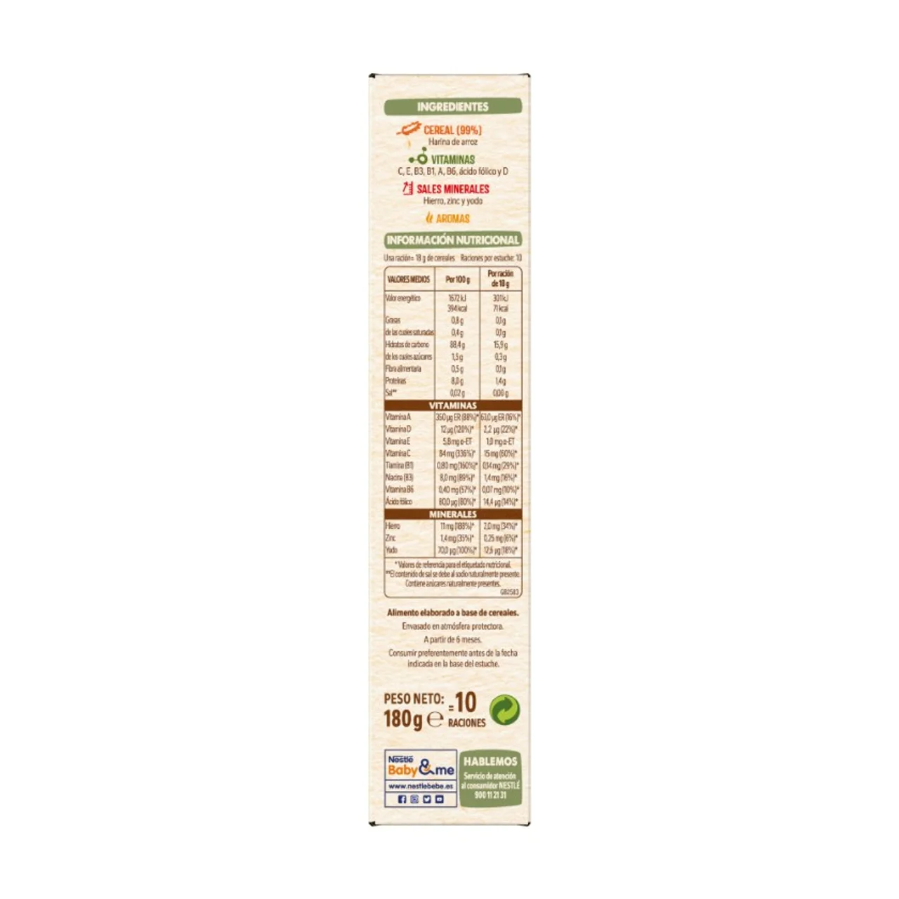 Papilla de crema de arroz sin gluten
