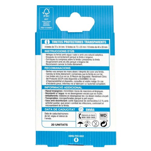 BONPREU Tiretes protectores transparents 3 mides