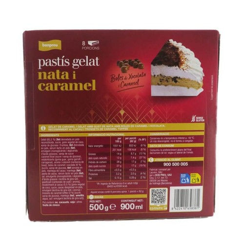 BONPREU Pastís gelat de nata i caramel