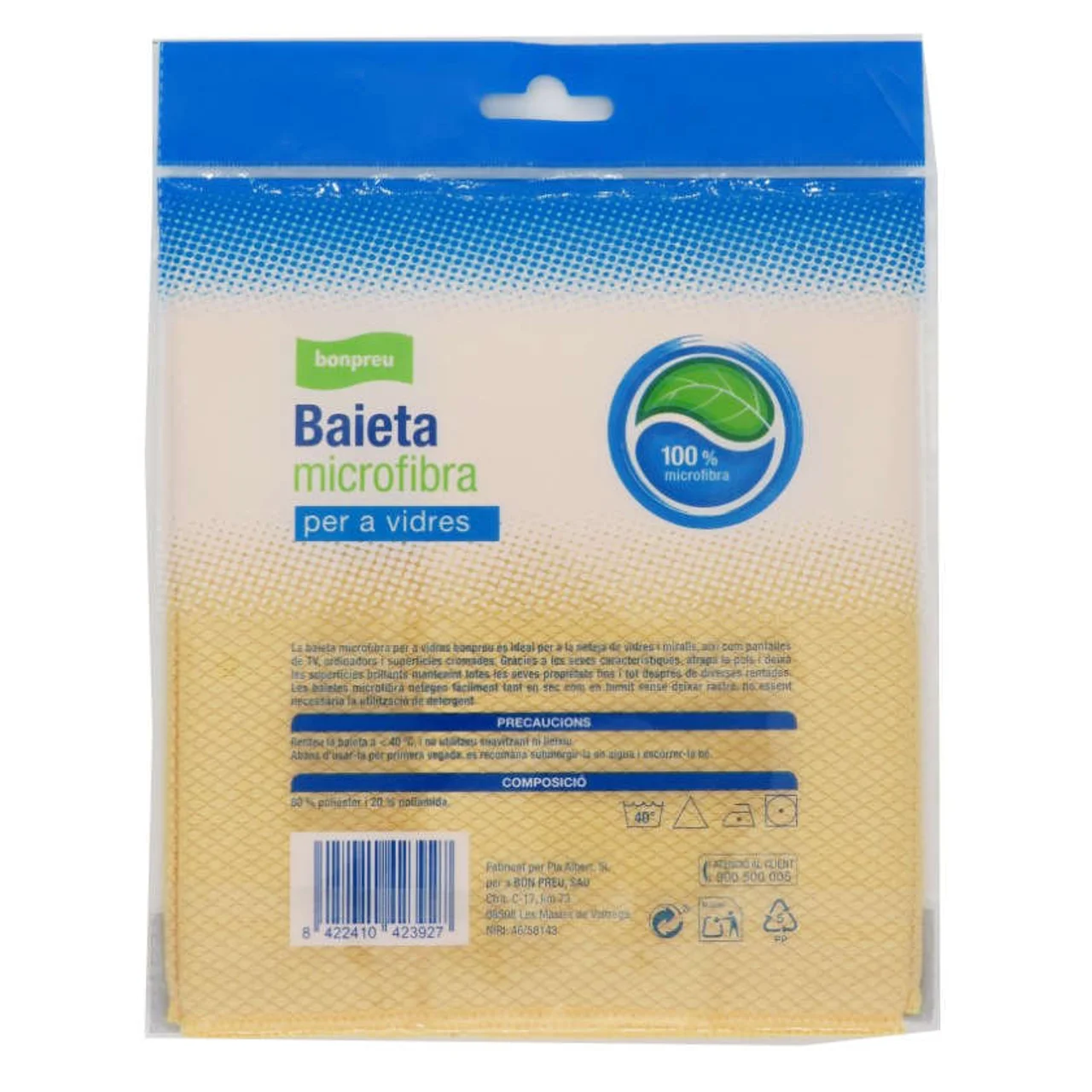 BONPREU Bayeta de microfibras para cristales