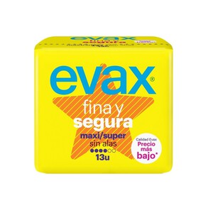 EVAX Compresa maxi/super sin alas 13 por envase