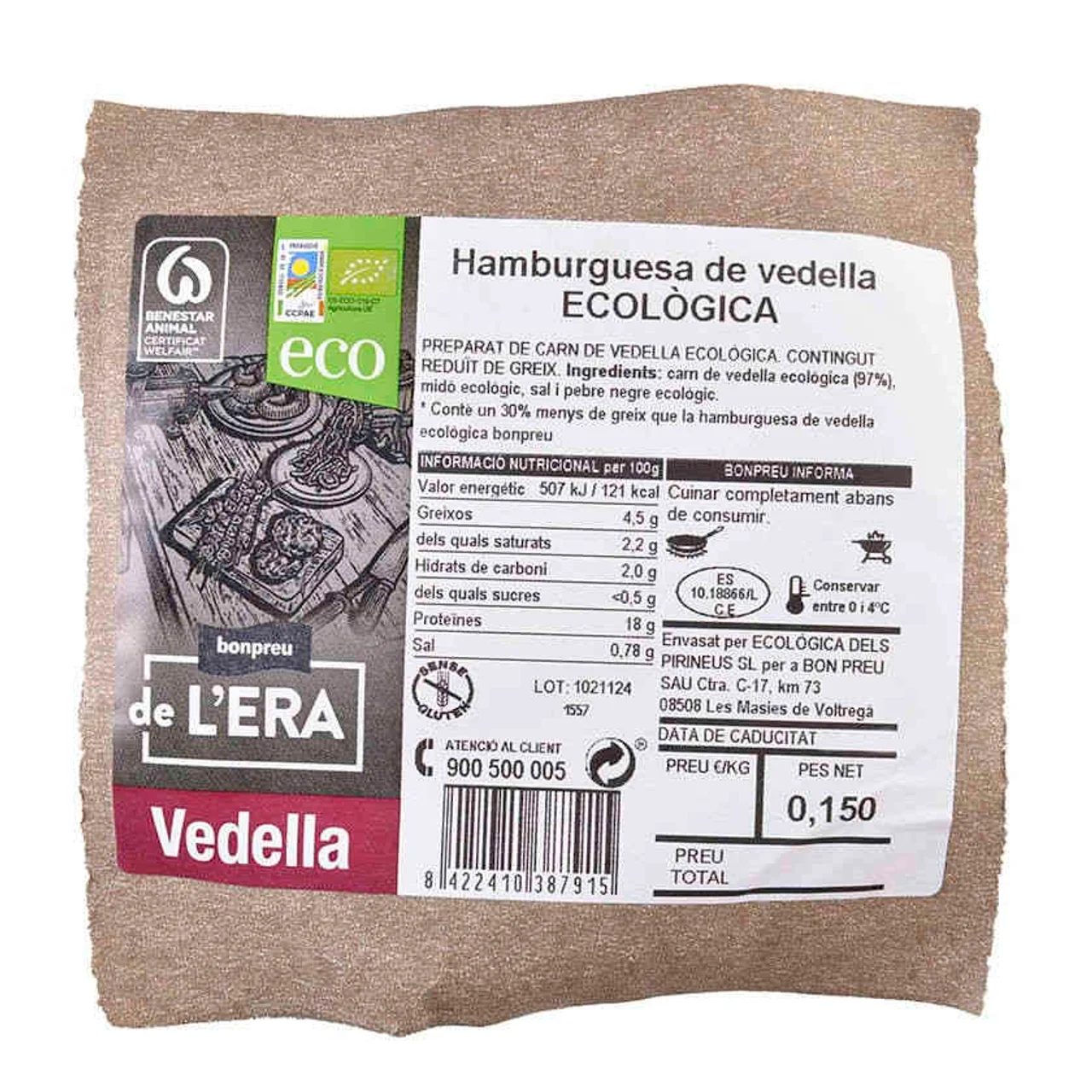 BONPREU DE L'ERA Hamburguesa de ternera eco
