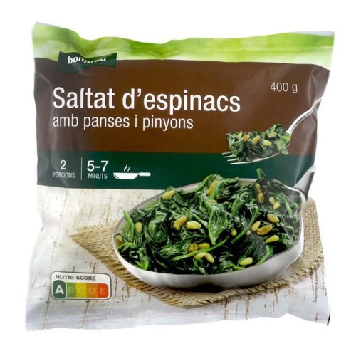 BONPREU Saltat d'espinacs amb panses i pinyons