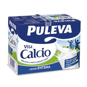 PULEVA VITA CALCIO Leche entera con calcio 6x1L en cartón 6L