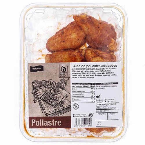 BON PREU Ales de pollastre adobades