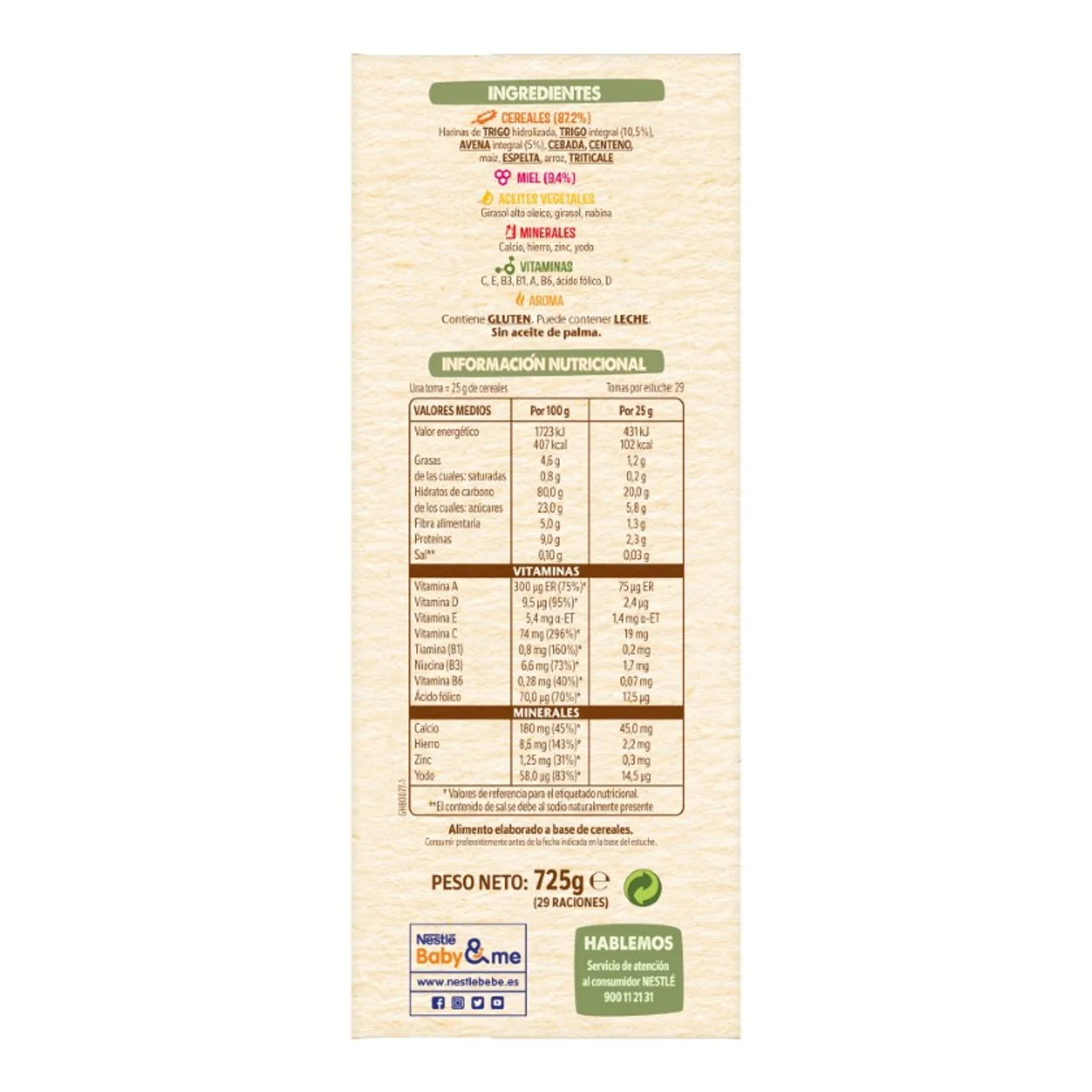 Papilla 8 cereales con miel