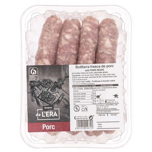 BONPREU DE L'ERA Botifarra fresca de porc amb pebre negre