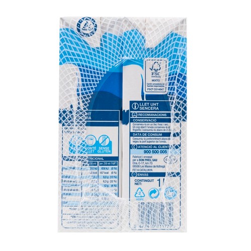 BONPREU Llet sencera 6x1L en cartró
