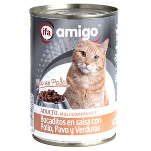 Comida en bocaditos de pollo para gato adulto