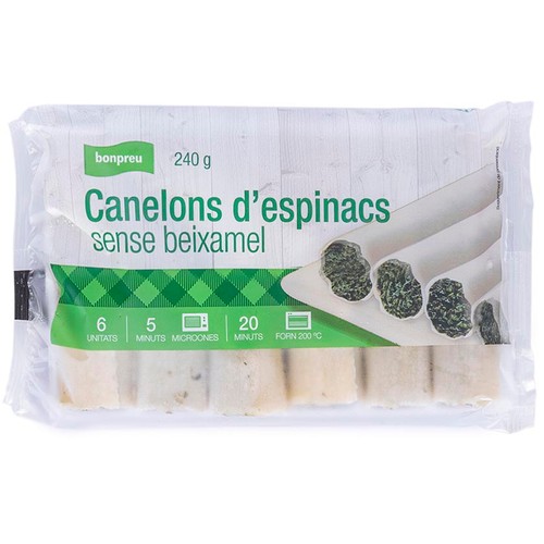 BONPREU Canelons d'espinacs sense beixamel 6u.