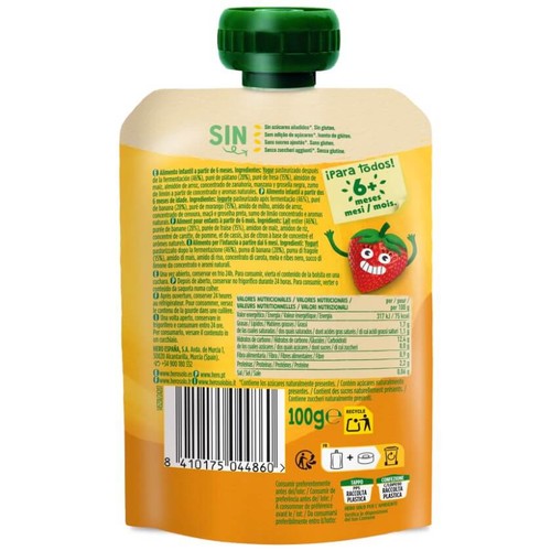 HERO Puré de fruites iogurt, plàtan i maduixa