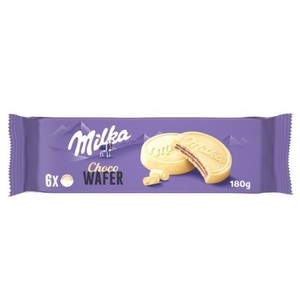Chocowafer de chocolate blanco MILKA, caja 180 g 0.18 kg