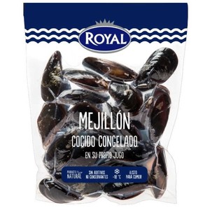 Mejillones cocidos con cáscara