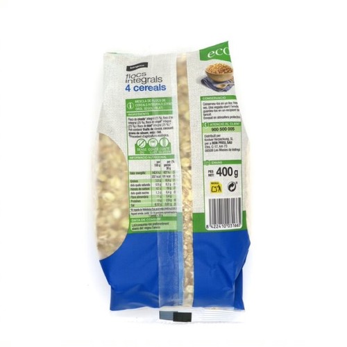 BONPREU Flocs integrals 4 cereals ecològic