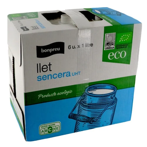 BONPREU Leche semidesnatada eco UHT 6x1 L en cartón