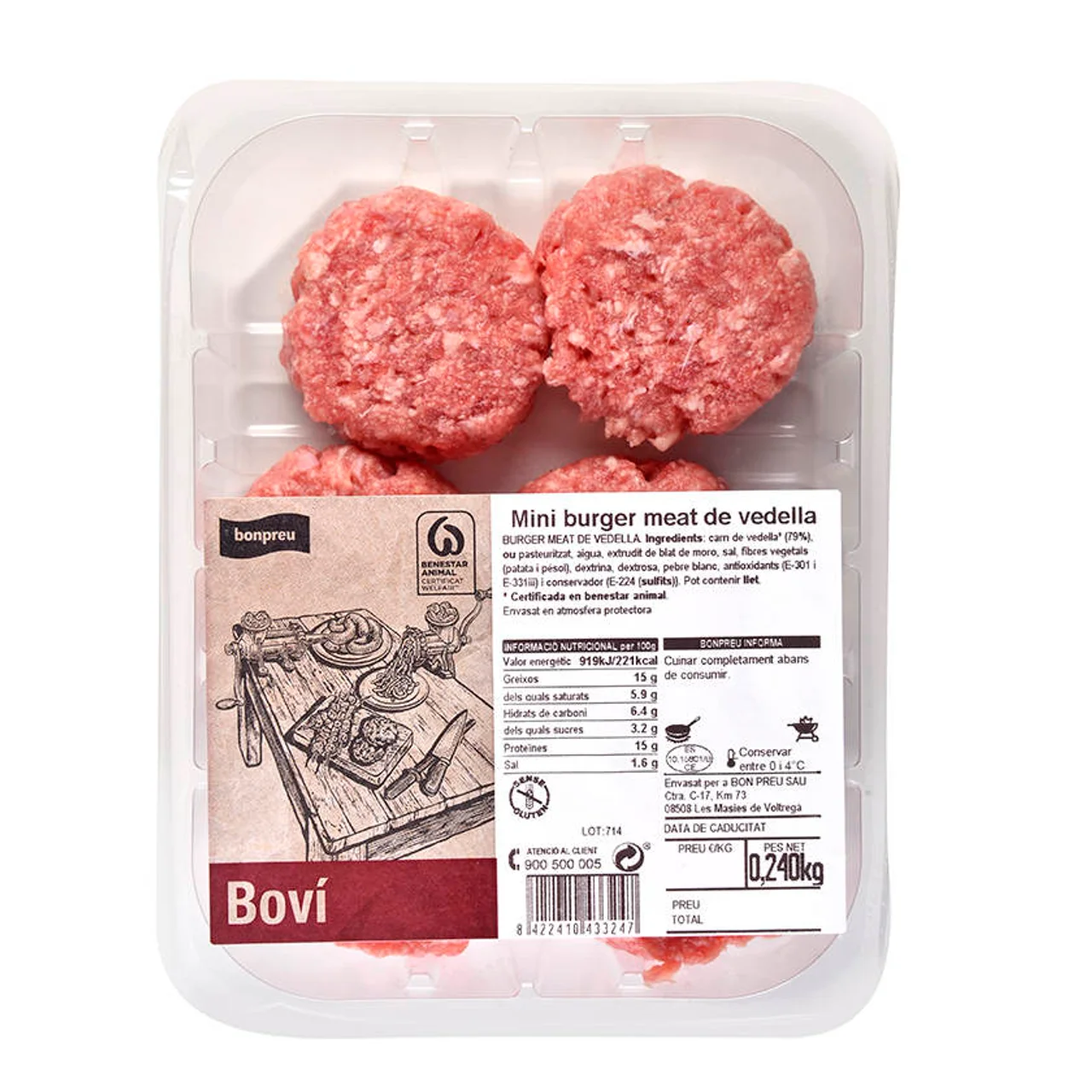 BONPREU Mini burger meat de ternera