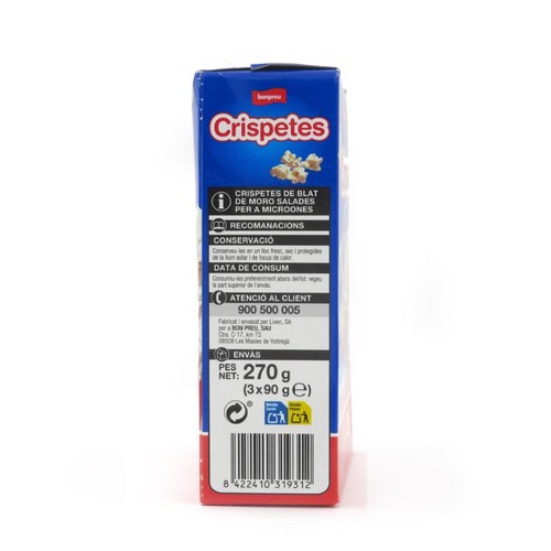 BONPREU Crispetes amb sal per microones