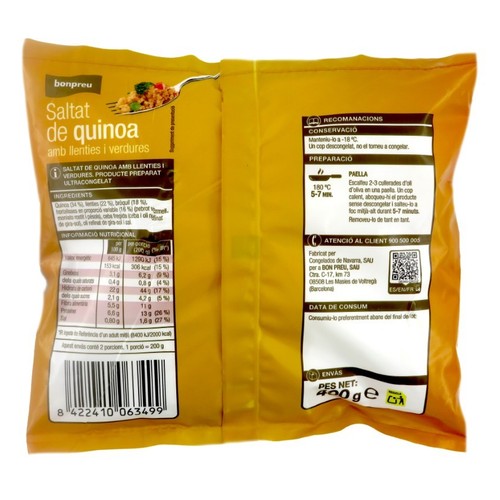 BONPREU Saltat de quinoa amb llenties i verdures