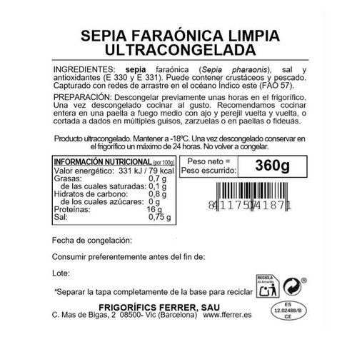 FERRER Sípia faraònica neta