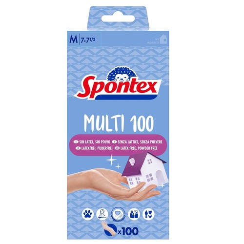 SPONTEX Guants de vinil transparents T.7