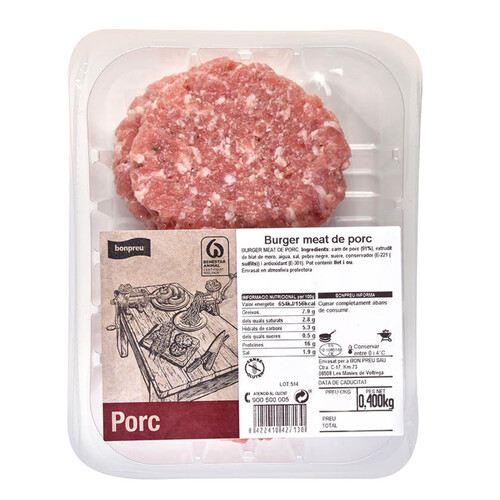 BONPREU Burger meat de porc