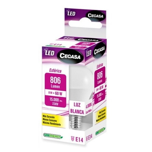 CEGASA Bombeta Led E14 llum blanca 8W-4.000K