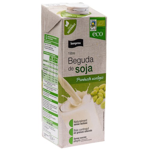 BONPREU Beguda de soja ecològica en cartró d'1 litre