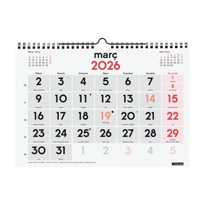 Imagen de FINOCAM Calendari 2026 de paret en català Números grans talla L