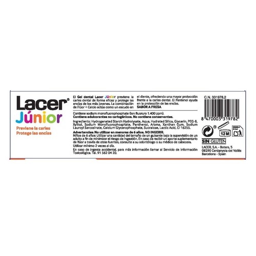 LACER JÚNIOR Gel dental Júnior gust a maduixa