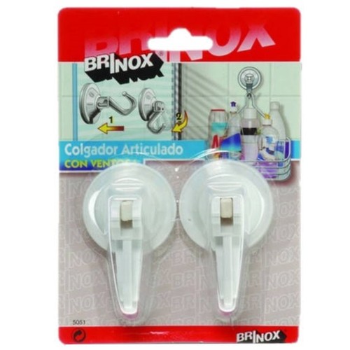 BRINOX Penjador blanc articulat amb ventosa petit 44 mm