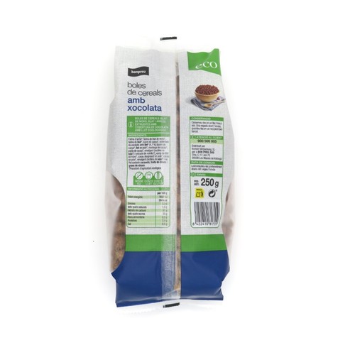 BONPREU Boles de cereals blat de moro amb xocolata ecològiques